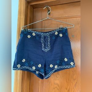 Free People Embroidered Linen Shorts